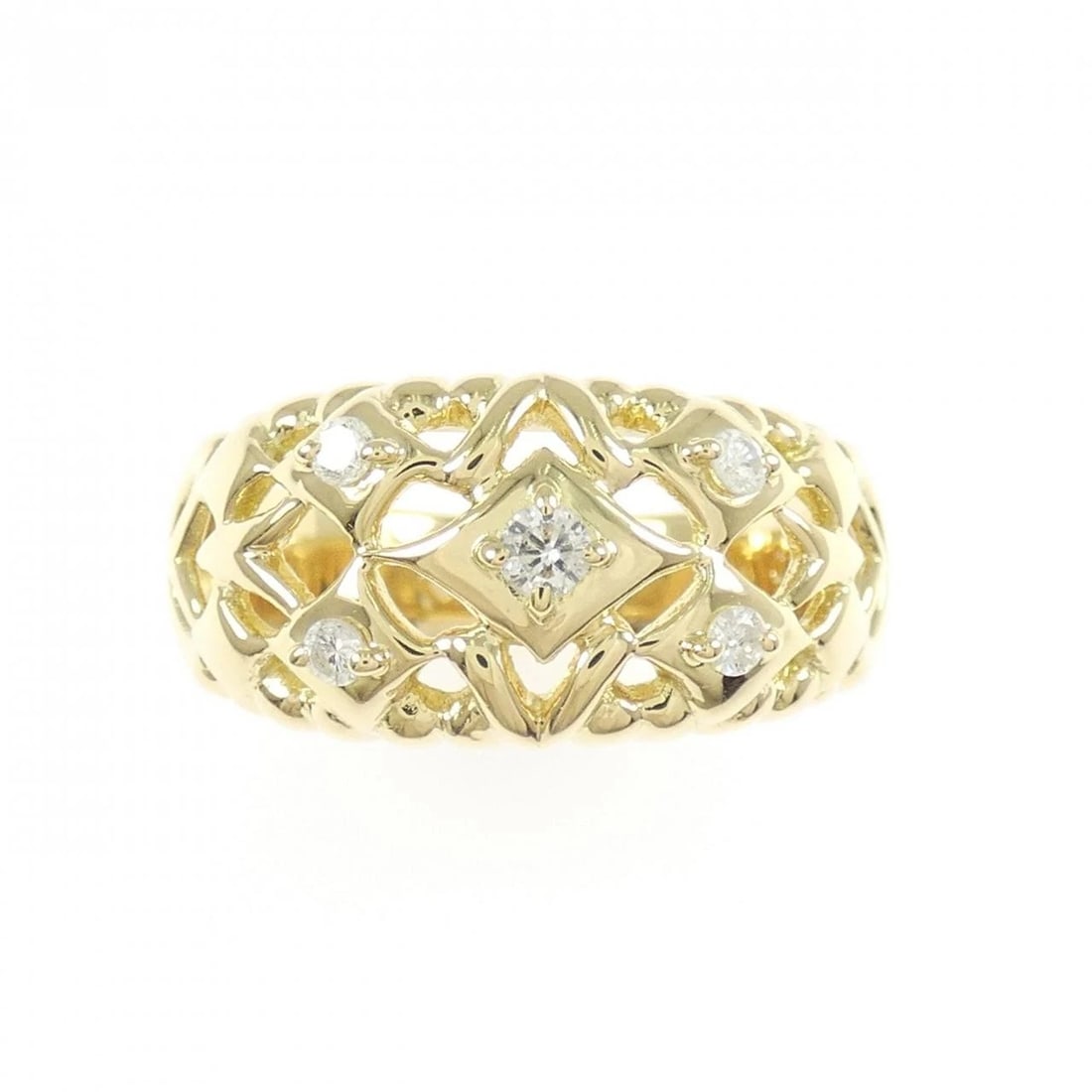 K18YG DIAMOND RING: K18YG Diamond Ring Brand: Unbranded Type: Diamond Ring Material: K18 yellow gold, Main Stone/Creation Natural Color: Yellow Gold Size: US5 3/4 Accessories: None Accessories Notice: When