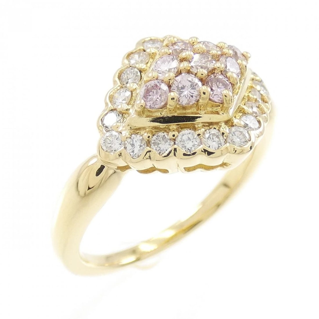 18K YELLOW GOLD PINK DIAMOND RING: 18K Yellow Gold Pink Diamond Ring Brand: Unbranded Type: pink diamond ring Material: K18 yellow gold, Main Stone/Creation Pink Natural Secondary Stone Natural Color: Yellow Gold Size: US5 1/4 