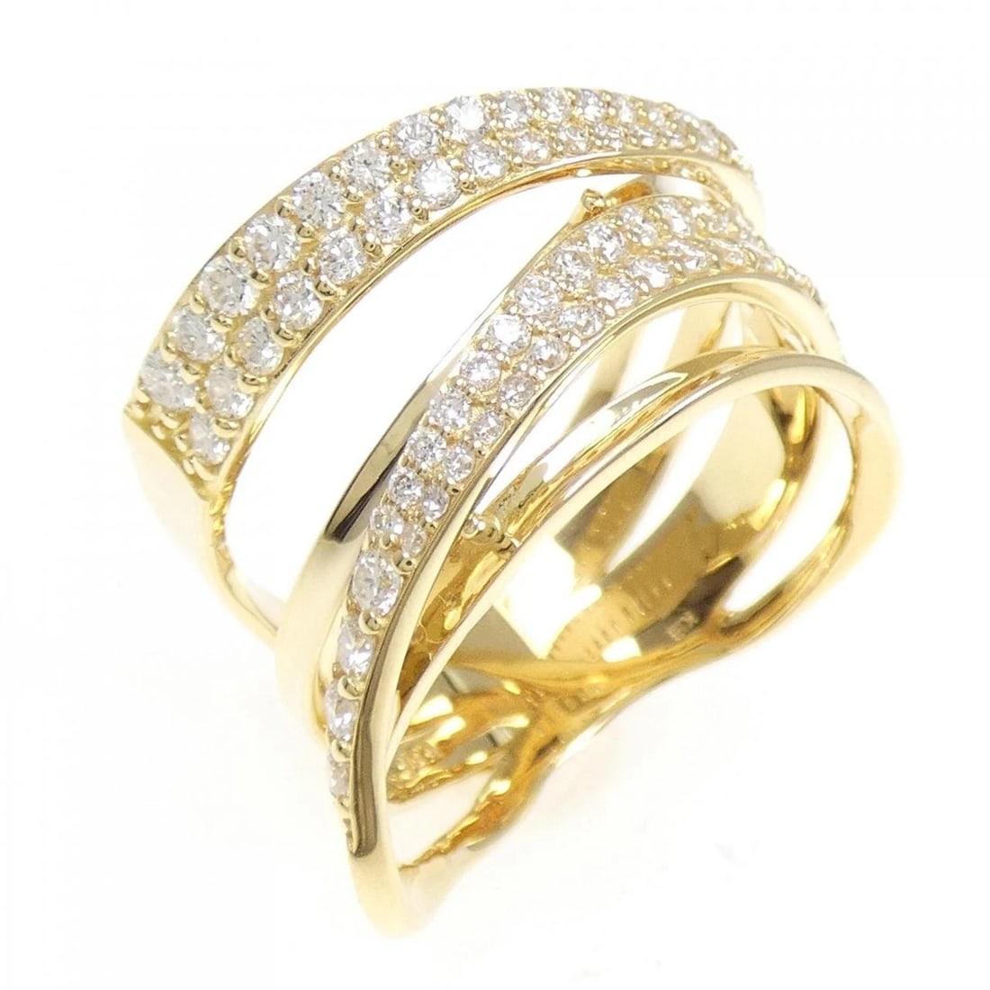 K18YG DIAMOND RING: K18YG Diamond Ring Brand: Unbranded Type: Diamond Ring Material: K18 yellow gold, Main Stone/Creation Natural Color: Yellow gold Size: US6 1/2 Accessories: None Accessories Notice: When