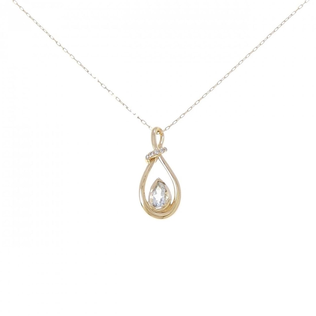 4°C AQUAMARINE NECKLACE: 4°C Aquamarine Necklace Brand: 4? Type: 4?C Necklace Material: K18 yellow gold, Main Stone/Creation AquamarineSecondary Stone Natural Color: Yellow Gold Size: 45cmActual Size Pendant length