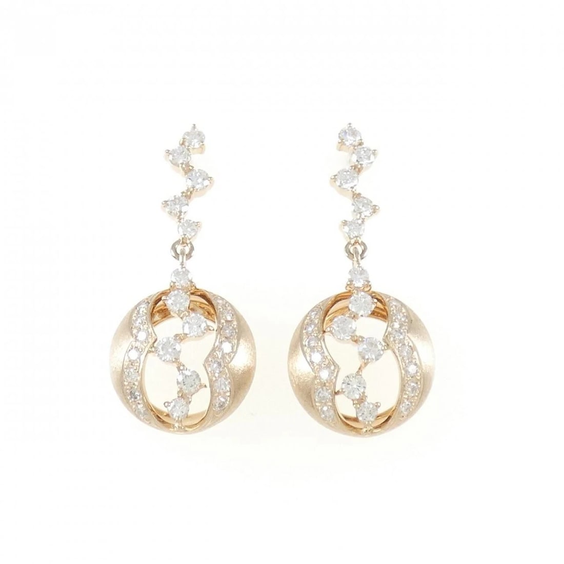 K18PG DIAMOND PIERCE: K18PG Diamond Pierce Brand: Unbranded Type: Diamond Pierce/Earring Material: K18 Pink Gold, Main Stone/Creation Natural Color: Pink Gold Size: Actual Size Approx. length x width: 28.1mm x