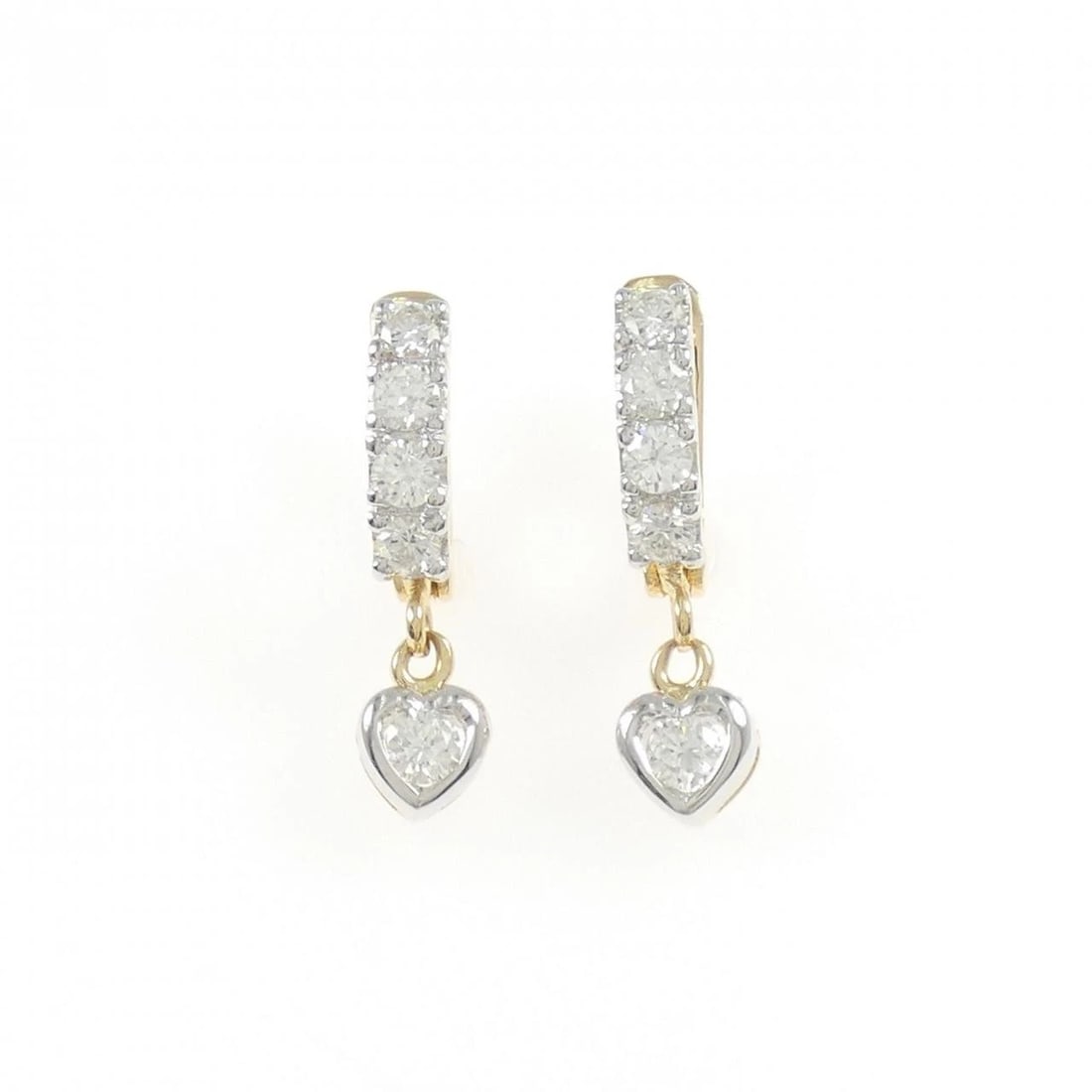 K18YG/K18WG HEART DIAMOND PIERCE: K18YG/K18WG Heart Diamond Pierce Brand: Unbranded Type: Diamond Pierce/Earring Material: 18K Yellow Gold/18K White Gold, Main Stone/Creation Natural Color: YG,WG Size: Actual Size Approx.