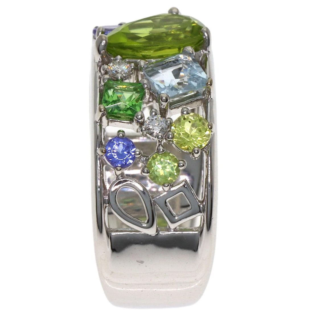 TASAKI COLORED STONE DIAMOND RING - 3