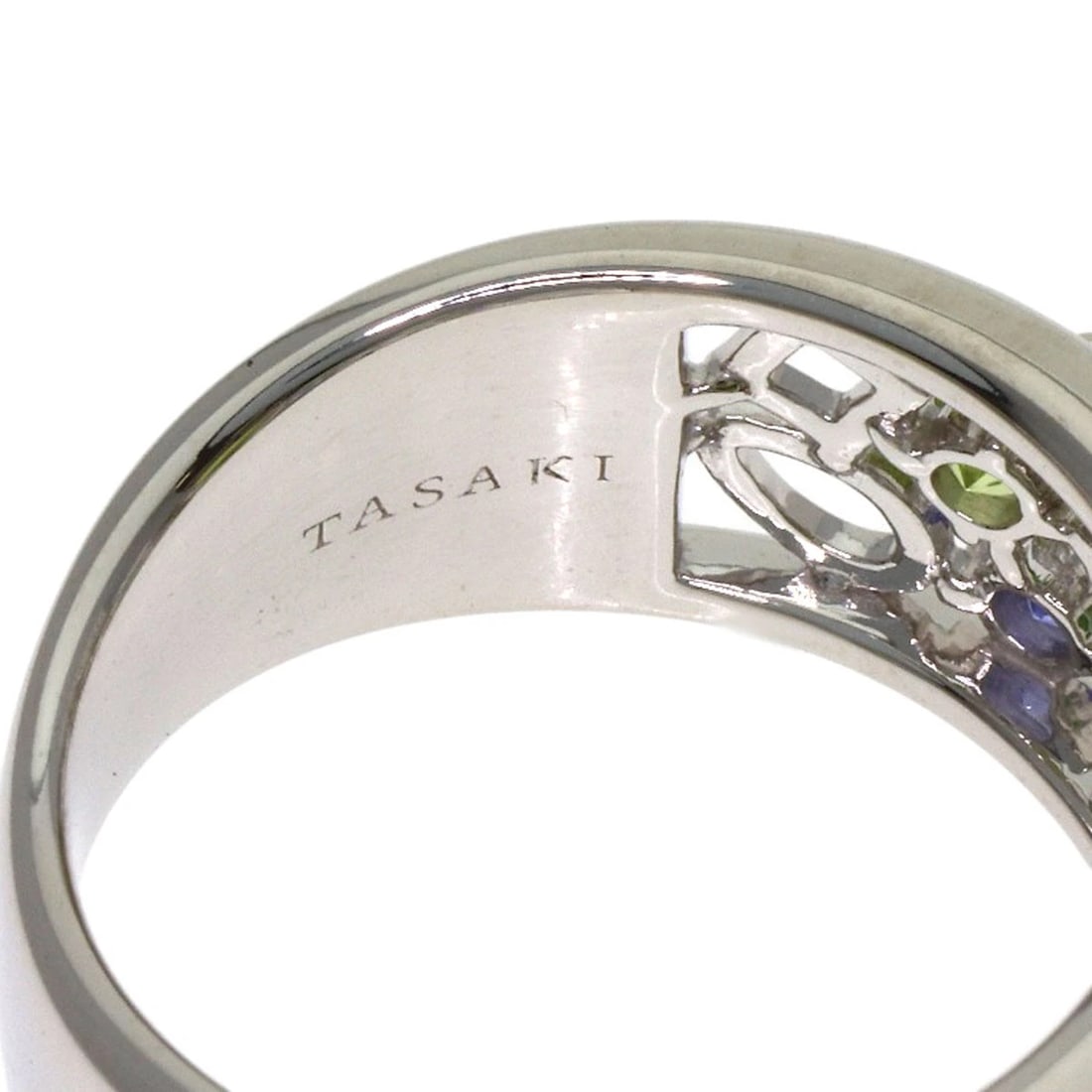 TASAKI COLORED STONE DIAMOND RING - 5