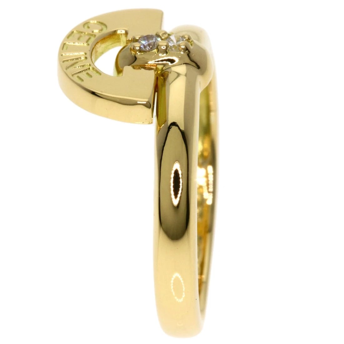 CELINE LOGO DIAMOND RING K18 YELLOW GOLD (1 of 6)
