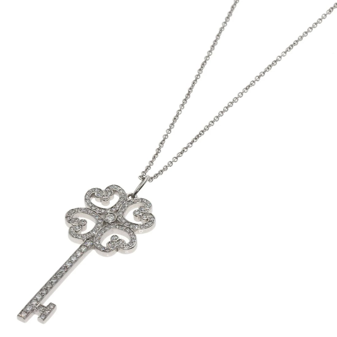 TIFFANY&CO. QUATRA HEART KEY DIAMOND NECKLACE PLATINUM PT950: TIFFANY&Co. Quatra Heart Key Diamond Necklace Platinum PT950 Brand: TIFFANY&Co. Type: Necklace Material: Platinum PT950, Color: Platinum Size: Size/Spec Chain Length:15.7inch/40cm Chain Width:0.4i