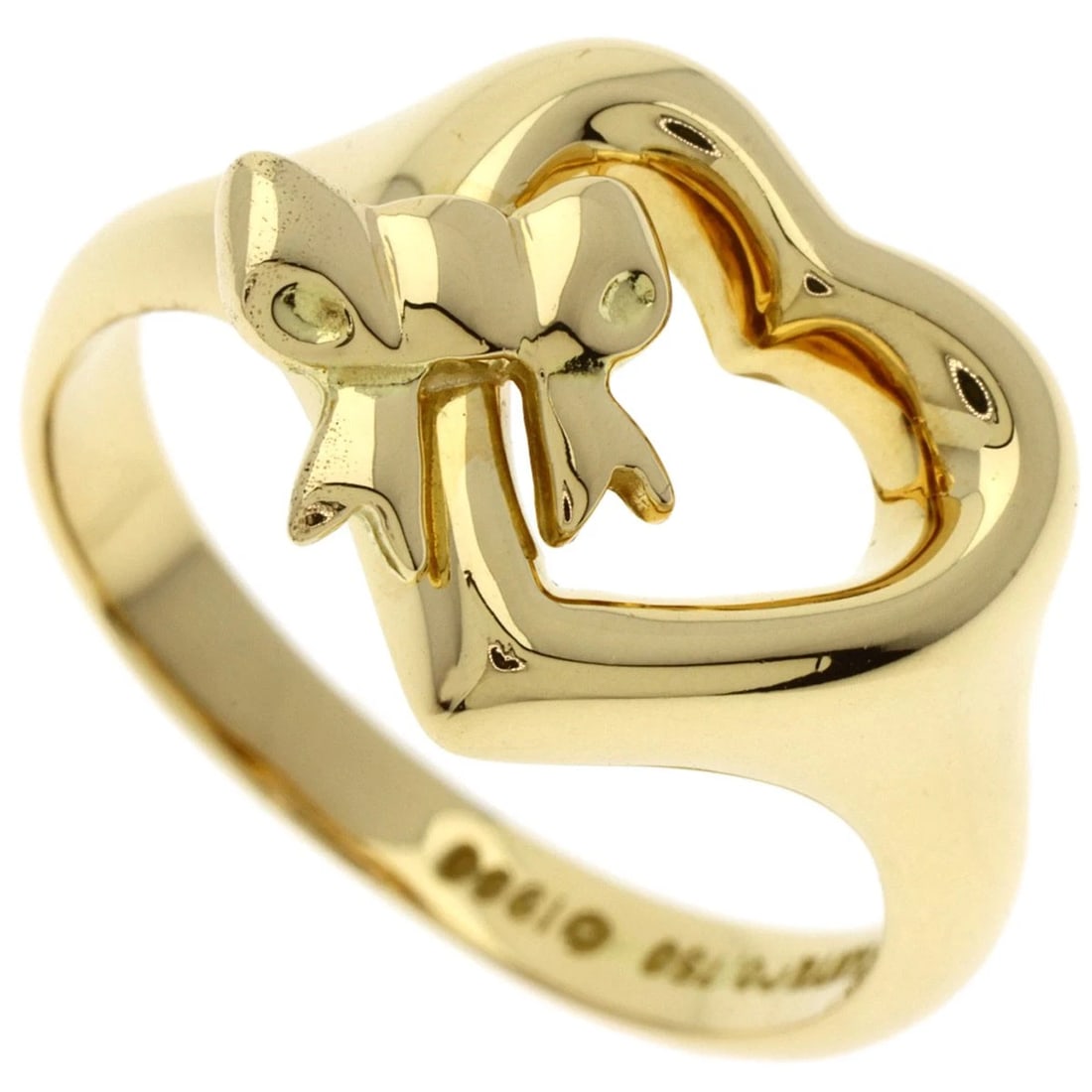 TIFFANY&CO. RIBBON HEART RING K18 YELLOW GOLD (1 of 4)