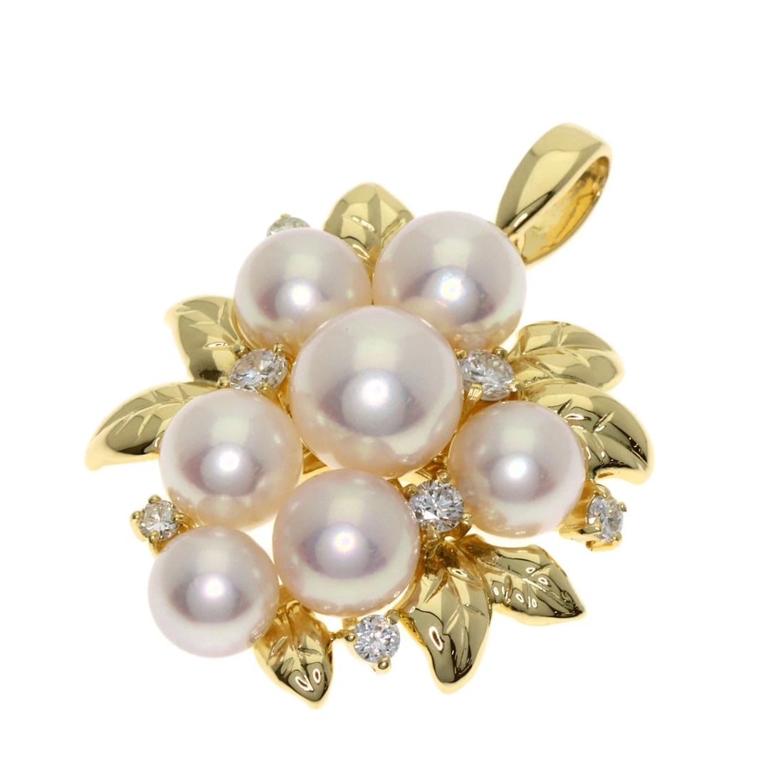 TASAKI PEARL DIAMOND PENDANT TOP: TASAKI Pearl Diamond Pendant top Brand: TASAKI Type: Pendant top Material: K18 Yellow Gold, Color: Gold Size: Stone Size:0.2inch/5.3-6.8mm Top Size:0.9inch/23.4x21.4x8.5mm Accessories: None