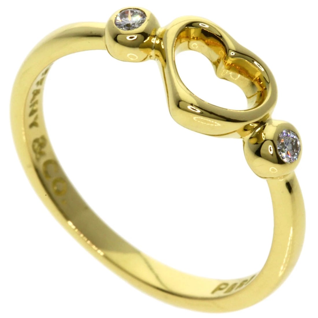 TIFFANY&CO. OPEN HEART DIAMOND RING: TIFFANY&Co. Open Heart Diamond Ring Brand: TIFFANY&Co. Type: Ring Material: K18 Yellow Gold, Main Stone/Creation Natural Color: Gold Size: 6.5(US) Accessories: None Accessories Notice: Whe