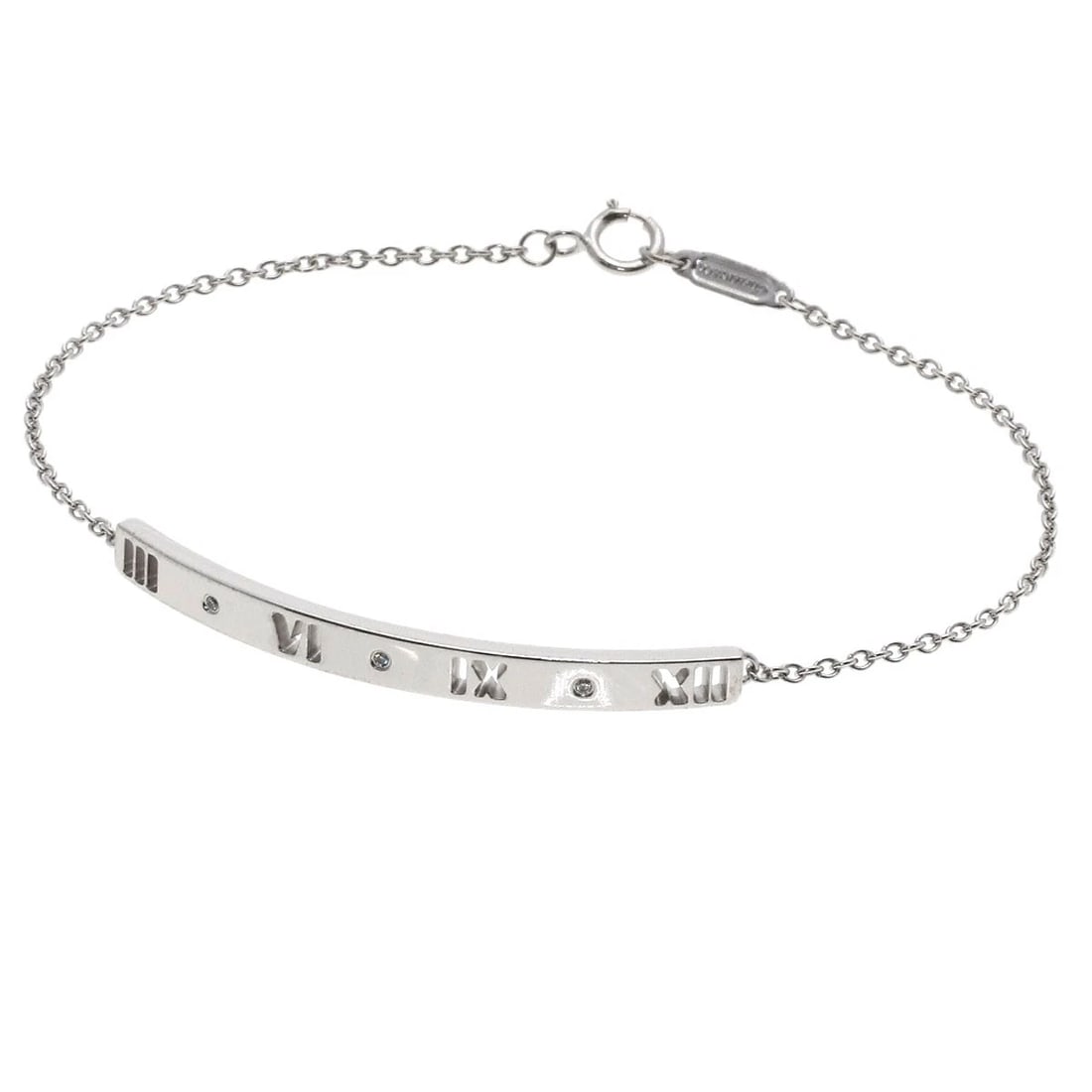 TIFFANY&CO. ATLAS 3P DIAMOND BRACELET: TIFFANY&Co. Atlas 3P Diamond Bracelet Brand: TIFFANY&Co. Type: Bracelet Material: K18 White Gold, Main Stone/Creation Natural Color: Silver Size: Chain Width:0.6inch/1.4mm Top