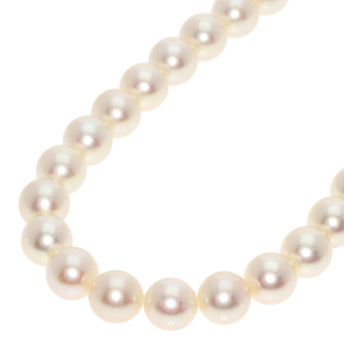 MIKIMOTO PEARL NECKLACE K14 WHITE GOLD: MIKIMOTO Pearl Necklace K14 White Gold Brand: MIKIMOTO Type: Necklace Material: K14 White Gold, Color: Silver Size: Stone Size:0.2inch/6.3-6.9mm Chain Length:15.0inch/38cm Accessories: None