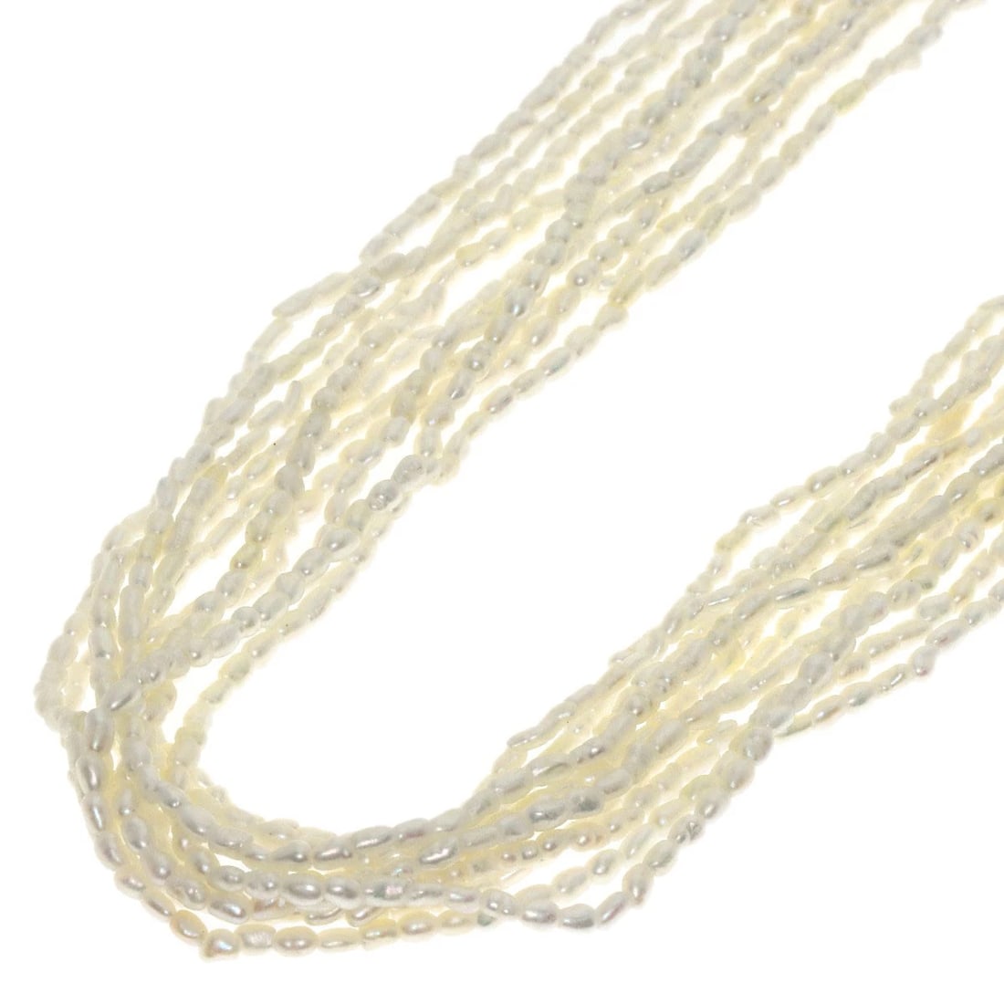 KESHI PEARL RUBY 10 STRANDS NECKLACE: Keshi Pearl Ruby 10 strands Necklace Brand: SELECT JEWELRY Type: Necklace Material: K14 White Gold, Main Stone/Creation Pearl Color: white Size: Stone Size:0.1inch/1.6mm Chain Length:27.6inch/70cm