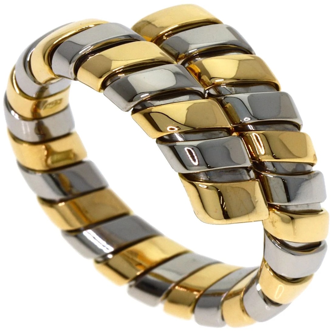 BVLGARI TUBOGAS RING K18 YELLOW GOLD STAINLESS STEEL: BVLGARI Tubogas Ring K18 Yellow Gold Stainless Steel Brand: BVLGARI Type: Ring Material: K18 Yellow Gold, Color: Gold Size: 7(US) Accessories: None Accessories Notice: When purchasing pre-