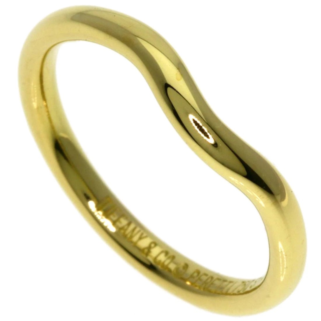 TIFFANY&CO. CURVED BAND RING K18 YELLOW GOLD: TIFFANY&Co. Curved band Ring K18 Yellow Gold Brand: TIFFANY&Co. Type: Ring Material: K18 Yellow Gold, Color: Gold Size: 4.5(US) Accessories: None Accessories Notice: When purchasing pre-owned