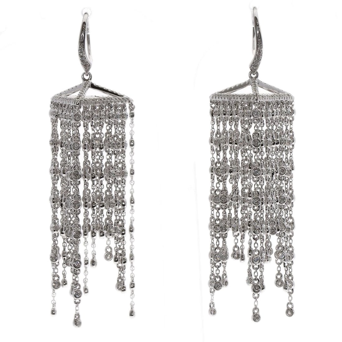 DIAMOND EARRING K18 WHITE GOLD: Diamond earring K18 White Gold Brand: SELECT JEWELRY Type: earring Material: K18 White Gold, Main Stone/Creation Natural Color: Silver Size: Top Size:2.0inch/50.3?17.4?16mm Accessories: None <