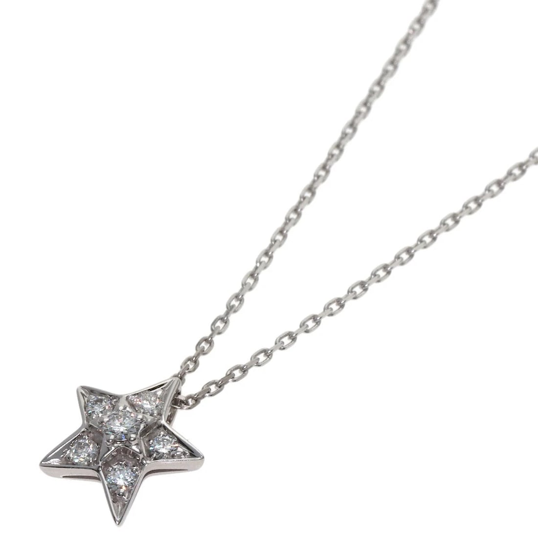 CHANEL COMET SMALL DIAMOND NECKLACE: CHANEL Comet Small Diamond Necklace Brand: CHANEL Type: Necklace Material: K18 White Gold, Main Stone/Creation Natural Color: Silver Size: Chain Length:16.1inch/41cm Chain Width:0.4inch/1.1mm Top