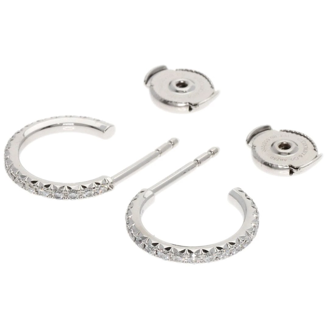 TIFFANY&CO. METRO HOOP DIAMOND EARRING: TIFFANY&Co. Metro Hoop Diamond earring Brand: TIFFANY&Co. Type: earring Material: K18 White Gold, Main Stone/Creation Natural Color: Silver Size: Top Size:0.5inch/13.6x1.6x13.6mm Accessories: Non