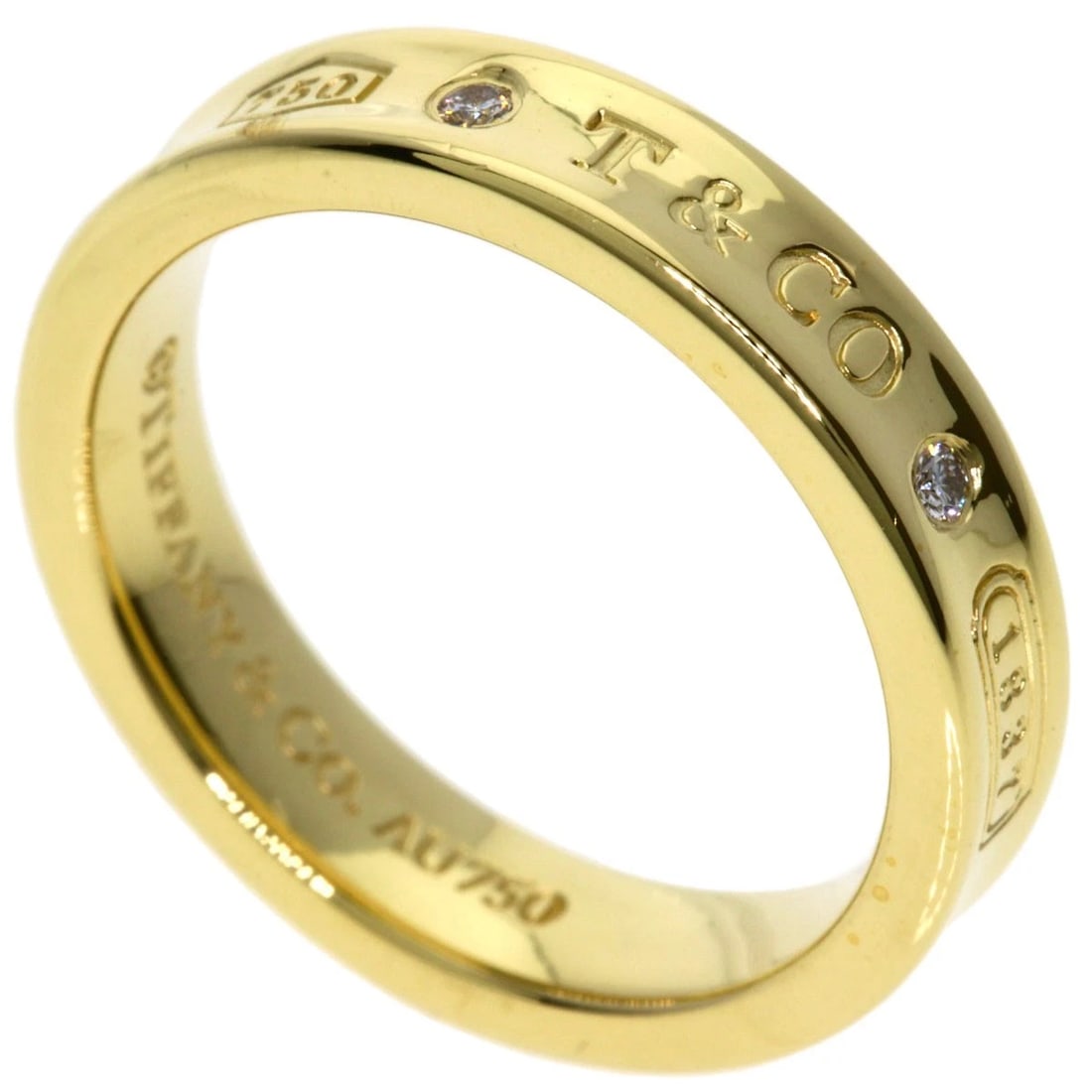 TIFFANY&CO. NARROW 2P DIAMOND RING: TIFFANY&Co. Narrow 2P Diamond Ring Brand: TIFFANY&Co. Type: Ring Material: K18 Yellow Gold, Color: Gold Size: 5.25(US) Accessories: None Accessories Notice: When purchasing pre-owned goods