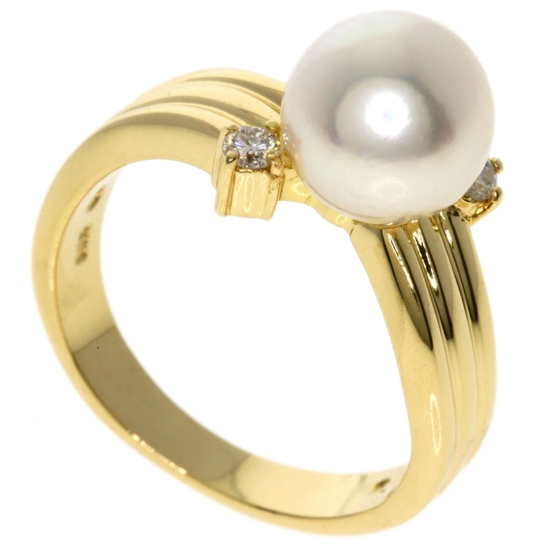 TASAKI PEARL DIAMOND RING K18 YELLOW GOLD (1 of 7)