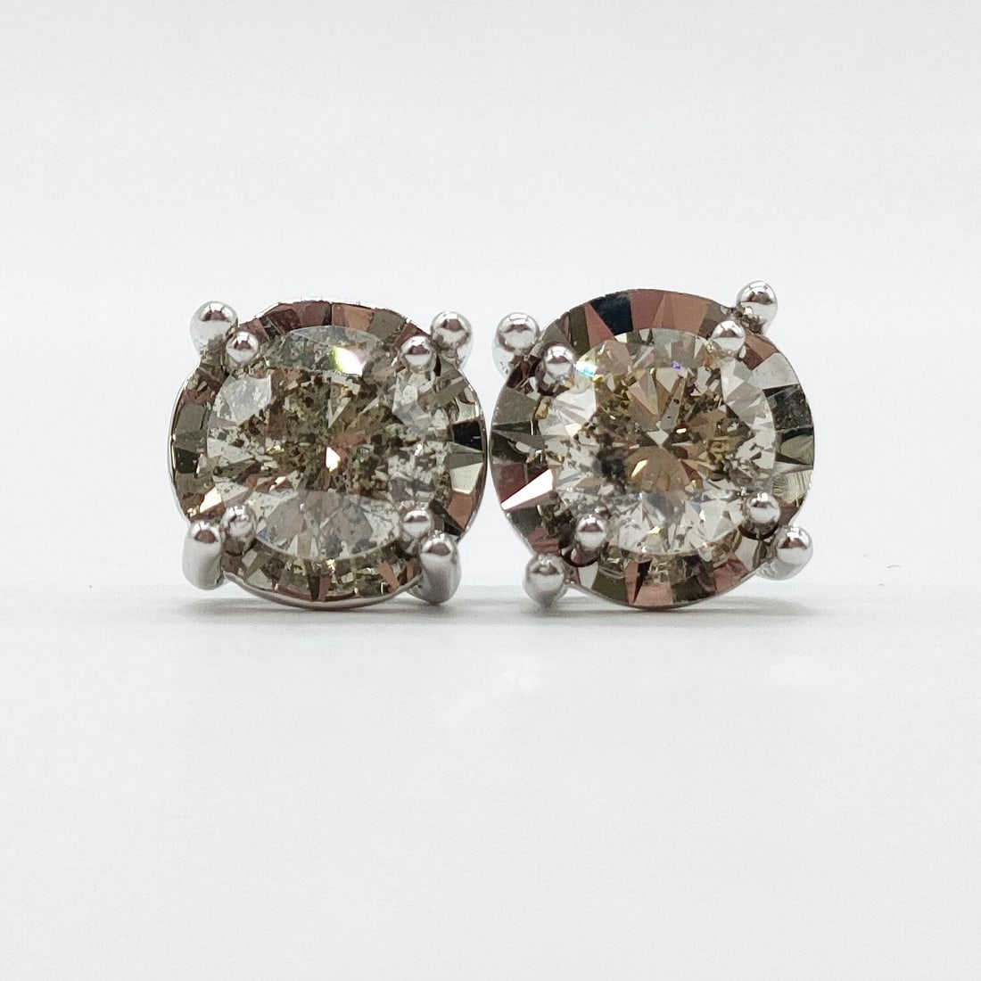 JEWELRY PIERCED EARRING NATURAL DIAMOND WHITE GOLD (1 of 3)