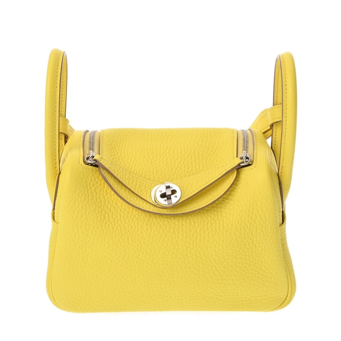 HERMES LINDY MINI TAURILLON SHOULDER BAG: HERMES Lindy Mini Taurillon Shoulder Bag Brand: HERMES Type: Shoulder Bag Material: Taurillon Clemence Color: lime × SilverMetal Size: H:about 5.1inch W:about 7.5inch D:about 3.7inch Shoulder:abo