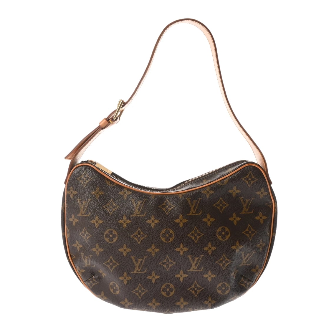LOUIS VUITTON CROISSANT MM MONOGRAM: LOUIS VUITTON Croissant MM Monogram Brand: LOUIS VUITTON Type: Shoulder Bag Material: Monogram canvas Color: Brown × Gold Metal Size: H:about 7.5inch (Center) W:about 12.2inch (maximum) D:about 2