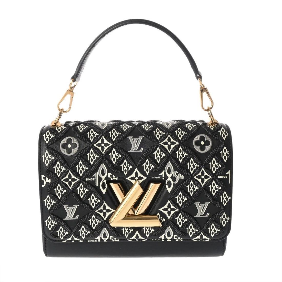 LOUIS VUITTON TWIST MM SINCE JACQUARD: LOUIS VUITTON Twist MM Since jacquard Brand: LOUIS VUITTON Type: Shoulder Bag Material: leather Color: Noir Size: H:about 6.7inch W:about 9.1inch D:about 3.7inch (maximum) Shoulder:about