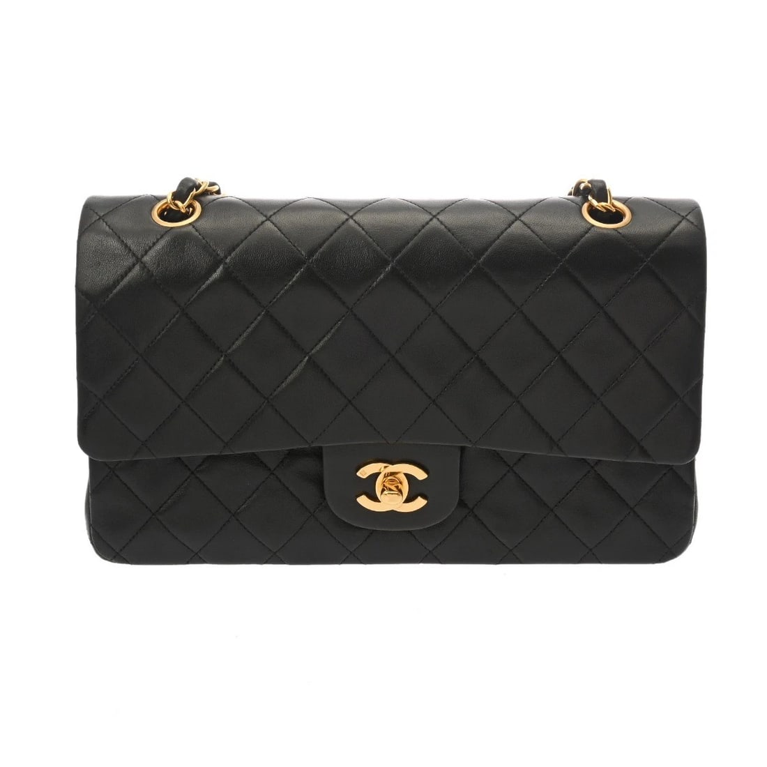 CHANEL W-FLAP W-CHAIN SHOULDER 25 MATRASSE: CHANEL W-flap W-Chain Shoulder 25 Matrasse Brand: CHANEL Type: Shoulder Bag Material: lambskin Color: black × Gold Metal Size: H:about 6.3inch W:about 10.0inch D:about 2.8inch Shoulder:about 21.3