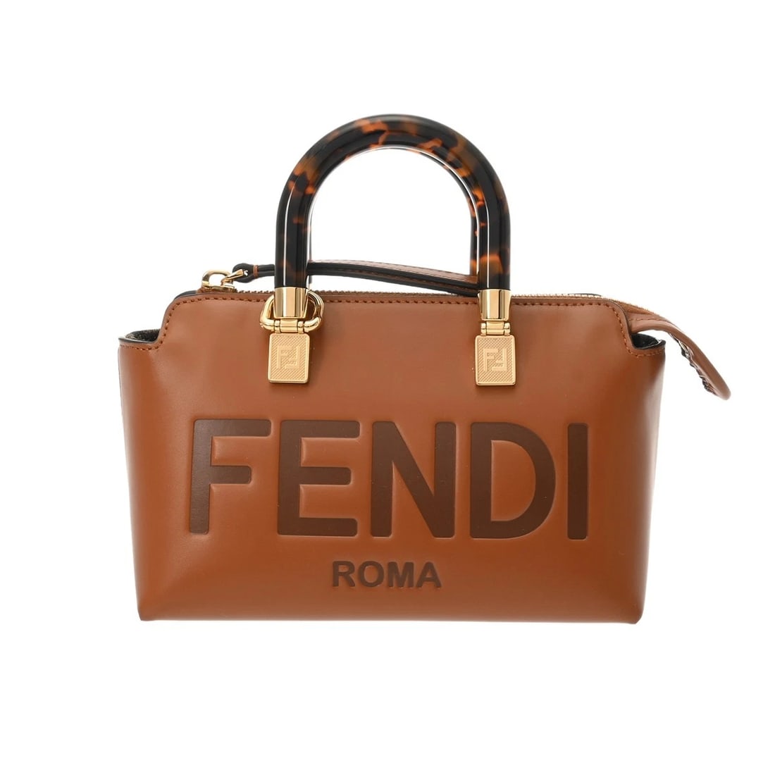 FENDI BY THE WAY MINI BROWN HANDBAG: FENDI By The Way Mini Brown Handbag Brand: FENDI Type: Handbag Material: Calf leather Color: Brown × Gold Metal Size: H:about 4.1inch W:about 6.9inch (Bottom) D:about 3.3inch Shoulder:about 45.7i