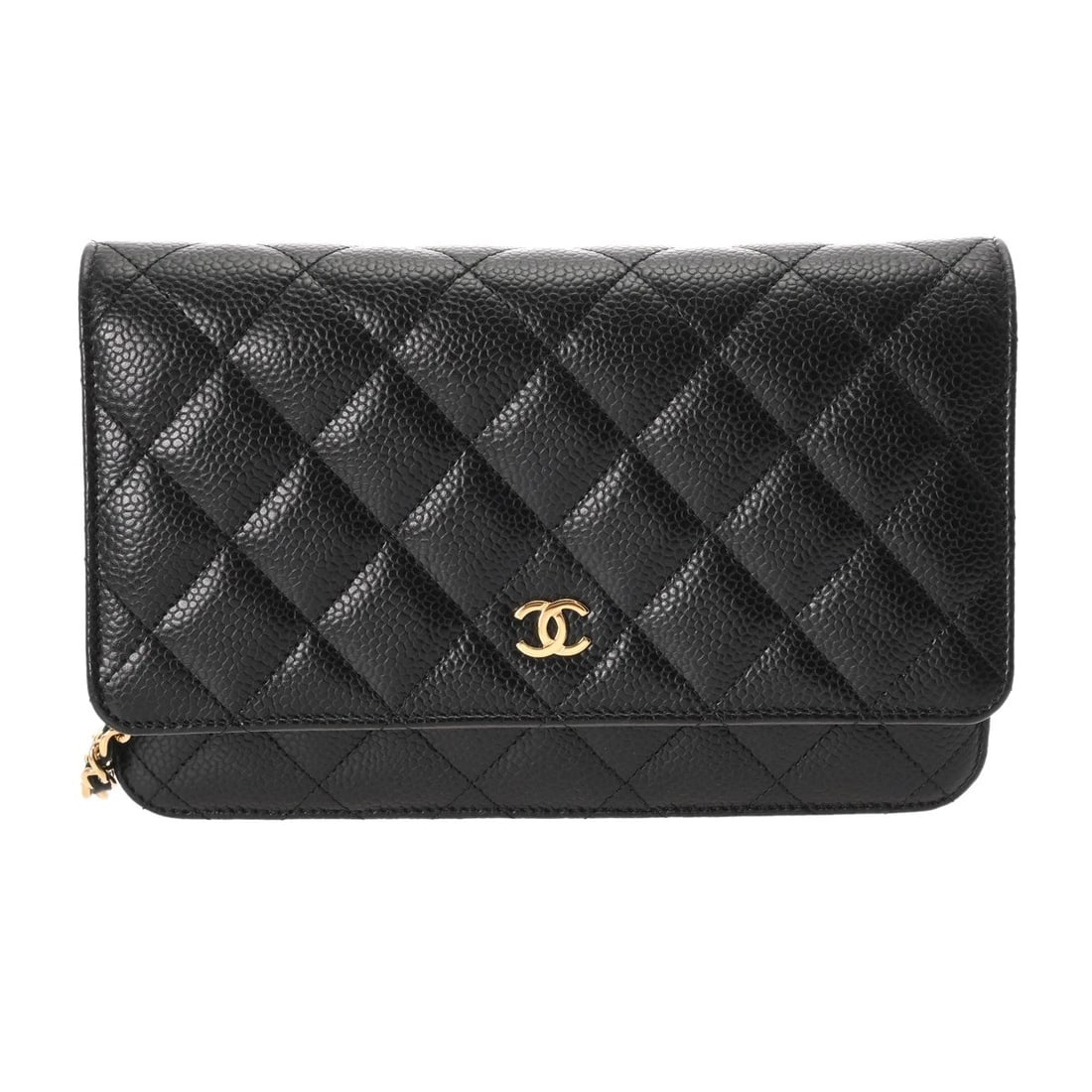CHANEL CLASSIC CHAIN WALLET MATRASSE BLACK SHOULDER BAG (1 of 8)