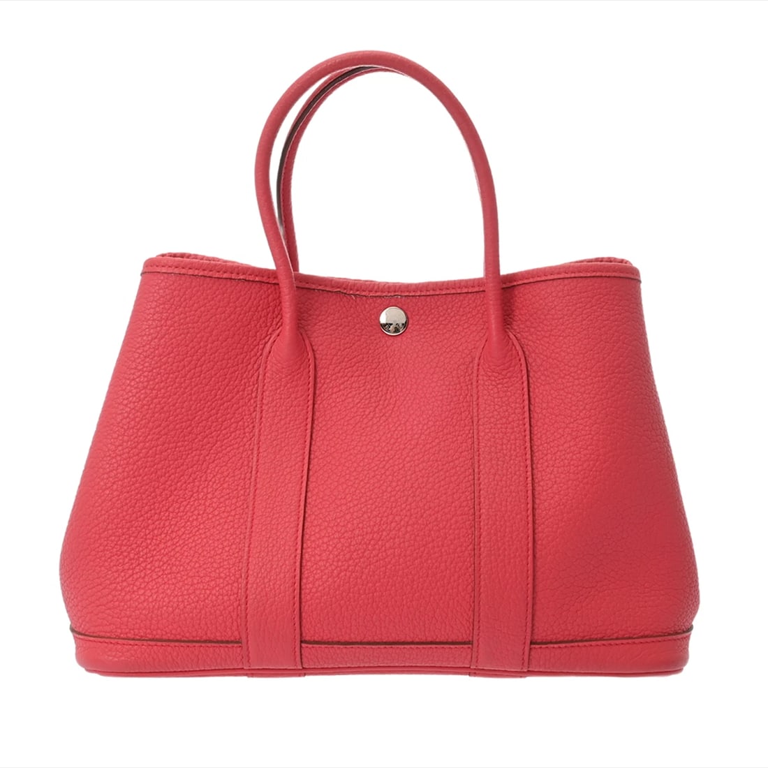 HERMES GARDEN PARTY TPM NEGONDA HANDBAG: HERMES Garden party TPM Negonda Handbag Brand: HERMES Type: Handbag Material: Negonda Color: Rouge Pivoyne × SilverMetal Size: H:about 8.1inch W:about 11.8inch D:about 5.3inch Accessories: