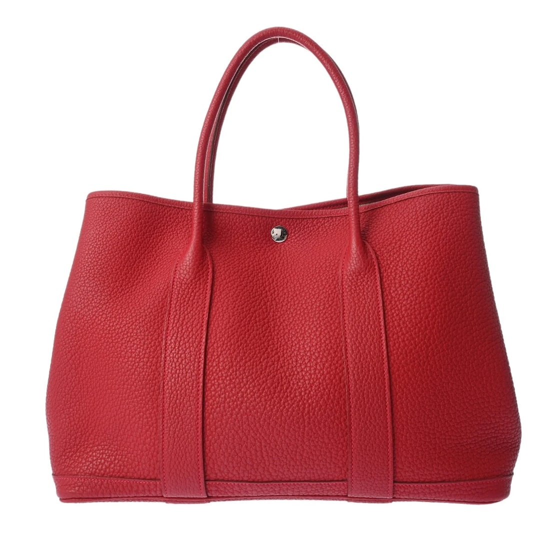 HERMES GARDEN PARTY PM KAZAK HANDBAG: HERMES Garden party PM Kazak Handbag Brand: HERMES Type: Handbag Material: Negonda Color: Rouge Kazak × SilverMetal Size: H:about 10.2inch W:about 14.2inch D:about 6.7inch Accessories: None