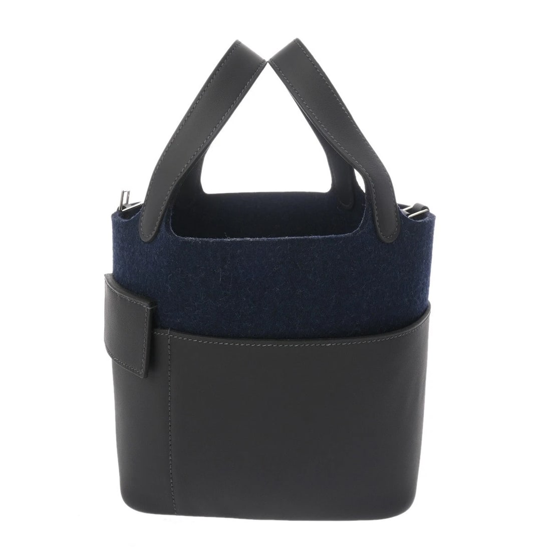 HERMES PICOTIN ROCK GO TEAM: HERMES Picotin Rock Go Team Brand: HERMES Type: Handbag Material: Vaux Swift/felt Color: Cavan/Blue Nuit/Blue France/New White × SilverMetal Size: H:about 7.5inch W:about 7.1inch D:about