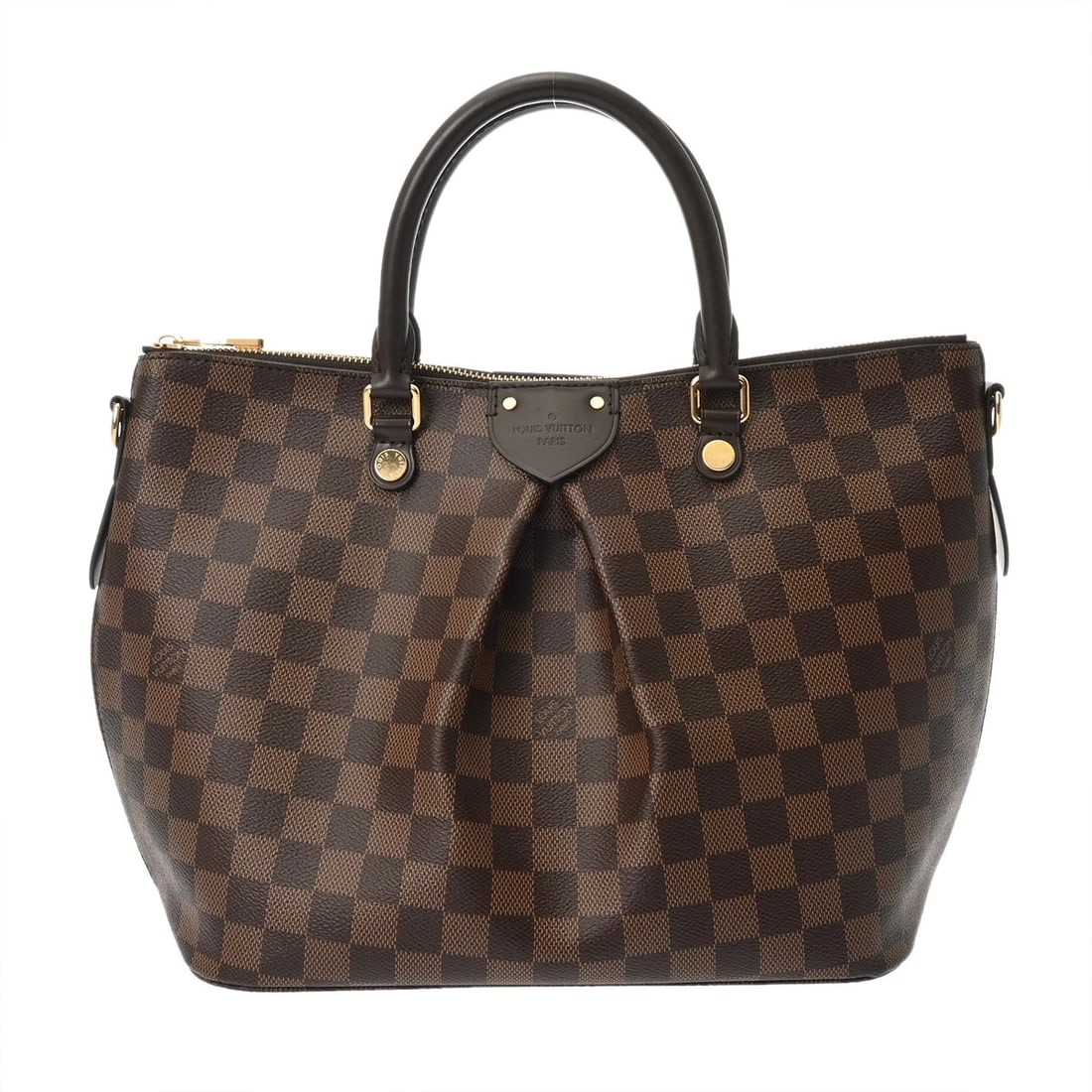 LOUIS VUITTON SIENA MM 2WAY HANDBAG: LOUIS VUITTON Siena MM 2WAY Handbag Brand: LOUIS VUITTON Type: Handbag Material: Damier canvas Color: Brown × Gold Metal Size: H:about 9.3inch (Center) W:about 10.8inch D:about 5.7inch Shoulder:a
