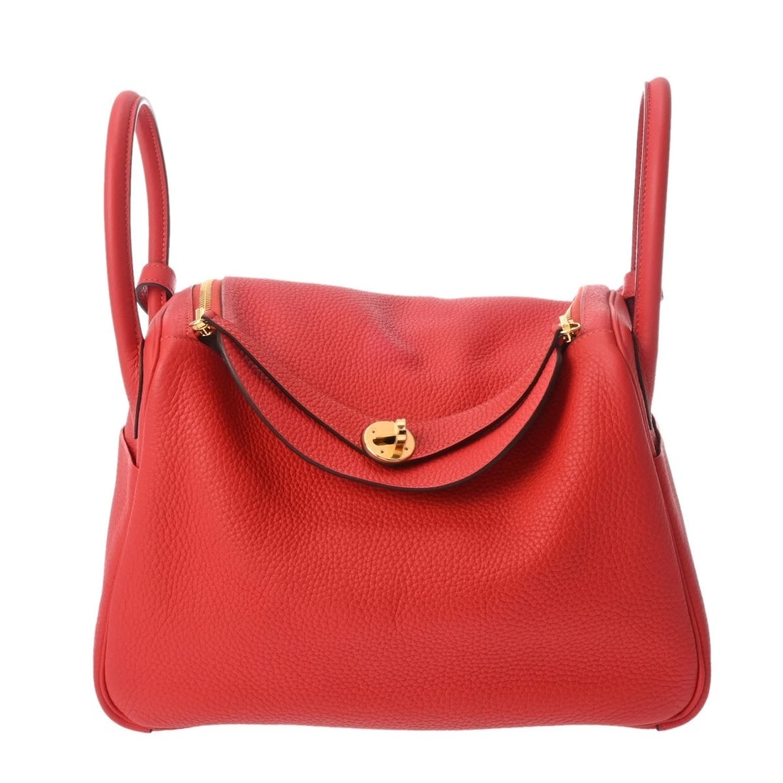 HERMES LINDY 30 TAURILLON CLEMENCE ROUGE TOMATO SHOULDER BAG (1 of 7)