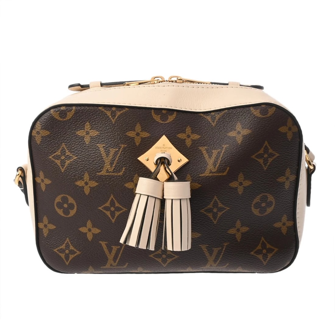 LOUIS VUITTON SAINTONGE MONOGRAM SHOULDER BAG: LOUIS VUITTON Saintonge Monogram Shoulder Bag Brand: LOUIS VUITTON Type: Shoulder Bag Material: Monogram canvas Color: Creme Size: H:about 5.5inch W:about 8.5inch D:about 2.8inch