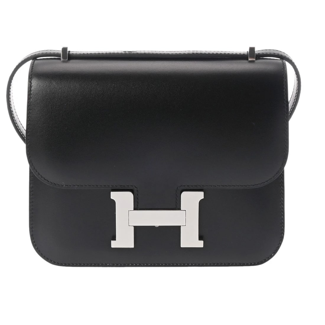 HERMES CONSTANCE 3 18 MIROIR BOX SHOULDER BAG: HERMES Constance 3 18 Miroir Box Shoulder Bag Brand: HERMES Type: Shoulder Bag Material: Box scarf Color: black × SilverMetal Size: H:about 6.1inch W:about 7.3inch D:about 1.4inch Shoulder:about