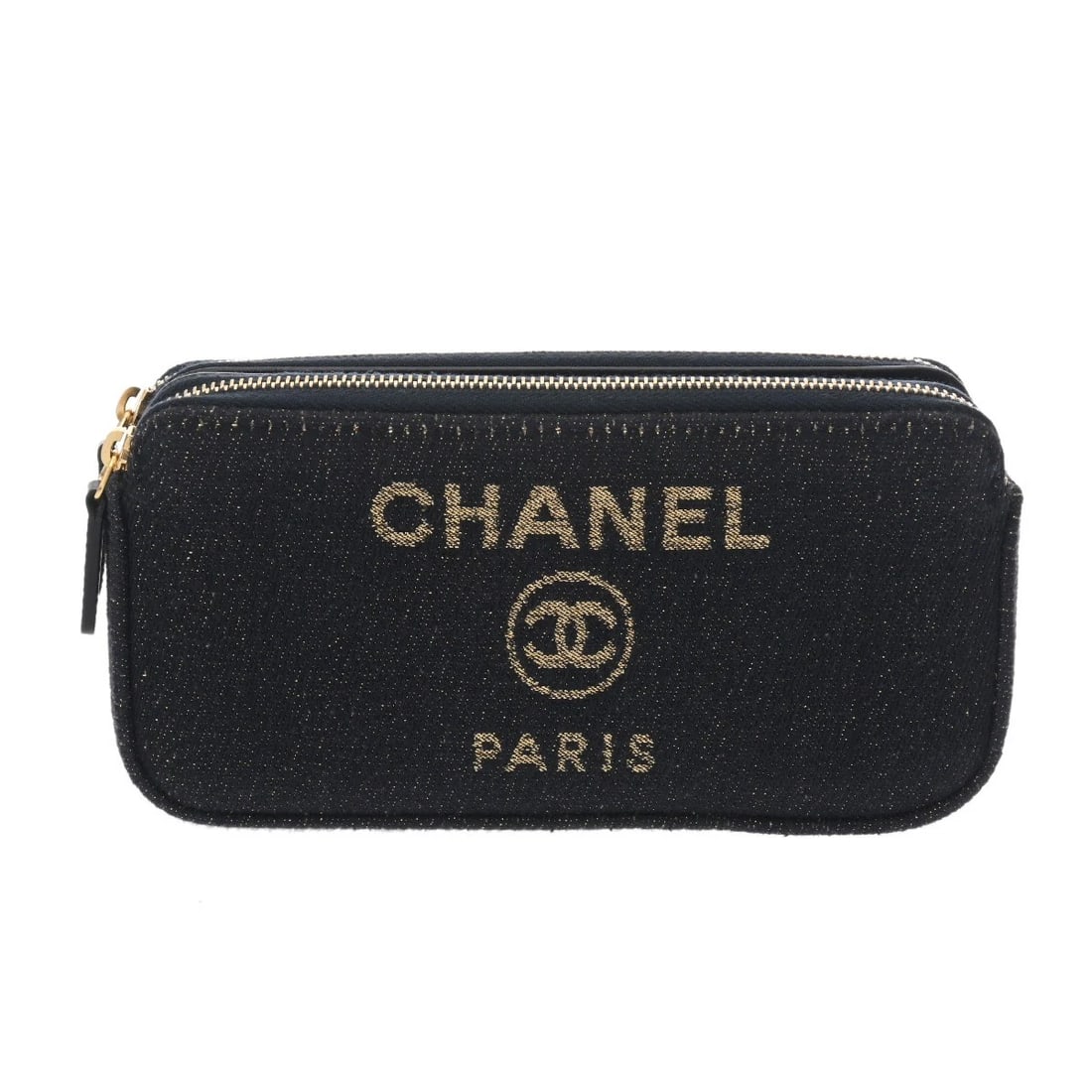 CHANEL CHAIN WALLET DEAUVILLE CANVAS NAVY SHOULDER BAG (1 of 8)