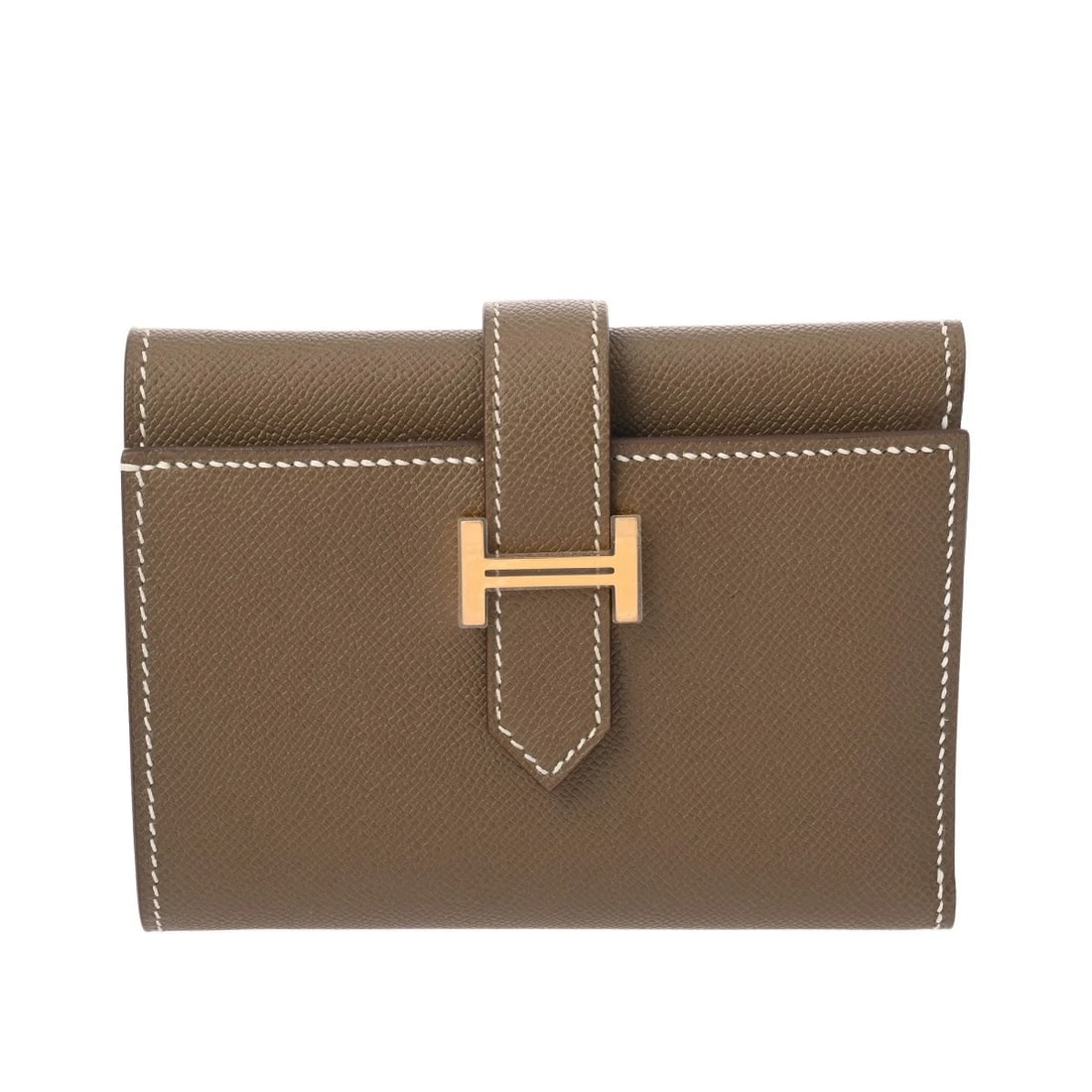HERMES BEARN COMBINE VAUD MADAME ETOPE TRI-FOLD WALLET: HERMES Bearn combine Vaud Madame Etope Tri-fold wallet Brand: HERMES Type: Tri-fold wallet Material: Vaud Madame Color: Etope × Gold Metal Size: H:about 3.3inch W:about 4.3inch Accessories: