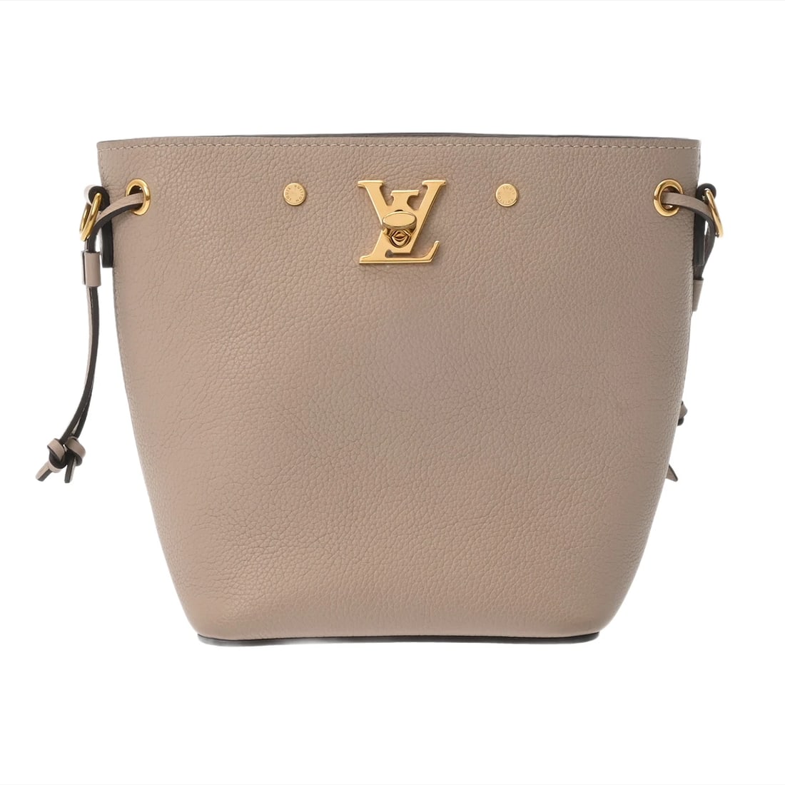 LOUIS VUITTON NANO LOCK ME GUREGE BACKPACK: LOUIS VUITTON nano lock me Gurege Backpack Brand: LOUIS VUITTON Type: Backpack Daypack Material: Calf leather Color: Gurege × Gold Metal Size: H:about 6.1inch W:about 4.9inch (Bottom) D:about 3.7