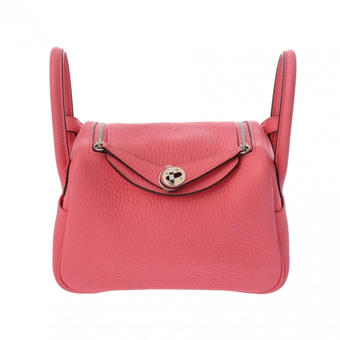 HERMES LINDY MINI 2 TAURILLON SHOULDER BAG: HERMES Lindy Mini 2 Taurillon Shoulder Bag Brand: HERMES Type: Shoulder Bag Material: Taurillon Clemence Color: Rose Azalee Size: H:about 5.1inch W:about 7.1inch D:about 3.7inch Shoulder:about 41.