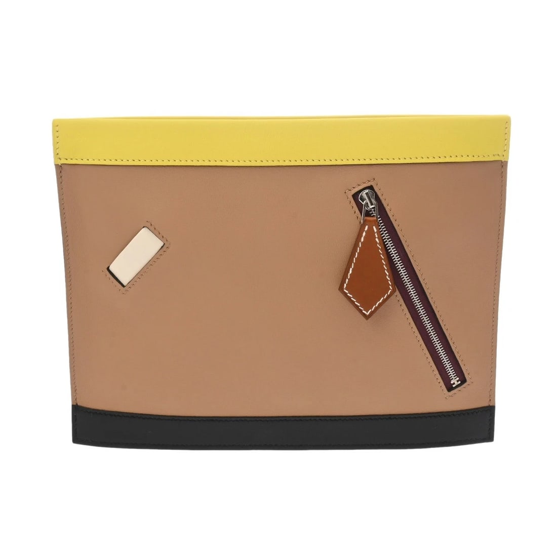 HERMES COLORMATIC HORIZONTAL 2WAY SHOULDER: HERMES Colormatic Horizontal 2WAY Shoulder Brand: HERMES Type: Clutch bag Material: Vaux Swift/VaudBarenia Color: Nata/Lime/Black/Fauve Size: H:about 7.3inch W:about 9.6inch Shoulder:about 43.3inc