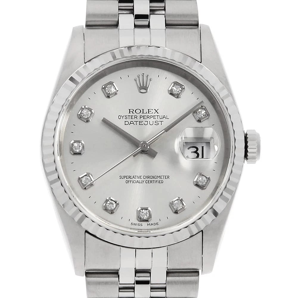 ROLEX DATEJUST DIAMOND SILVER WATCH (1 of 3)