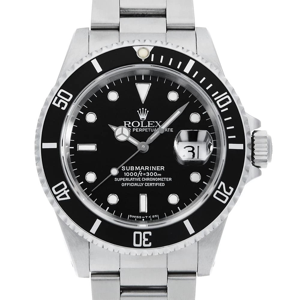 ROLEX SUBMARINER BLACK TRITIUM WATCH: ROLEX SUBMARINER black tritium Watch Brand: ROLEX Type: Wrist watch Material: Band Material Stainless Steel, Case Material Stainless Steel Color: Dial Color Black Size: Case:W40mm