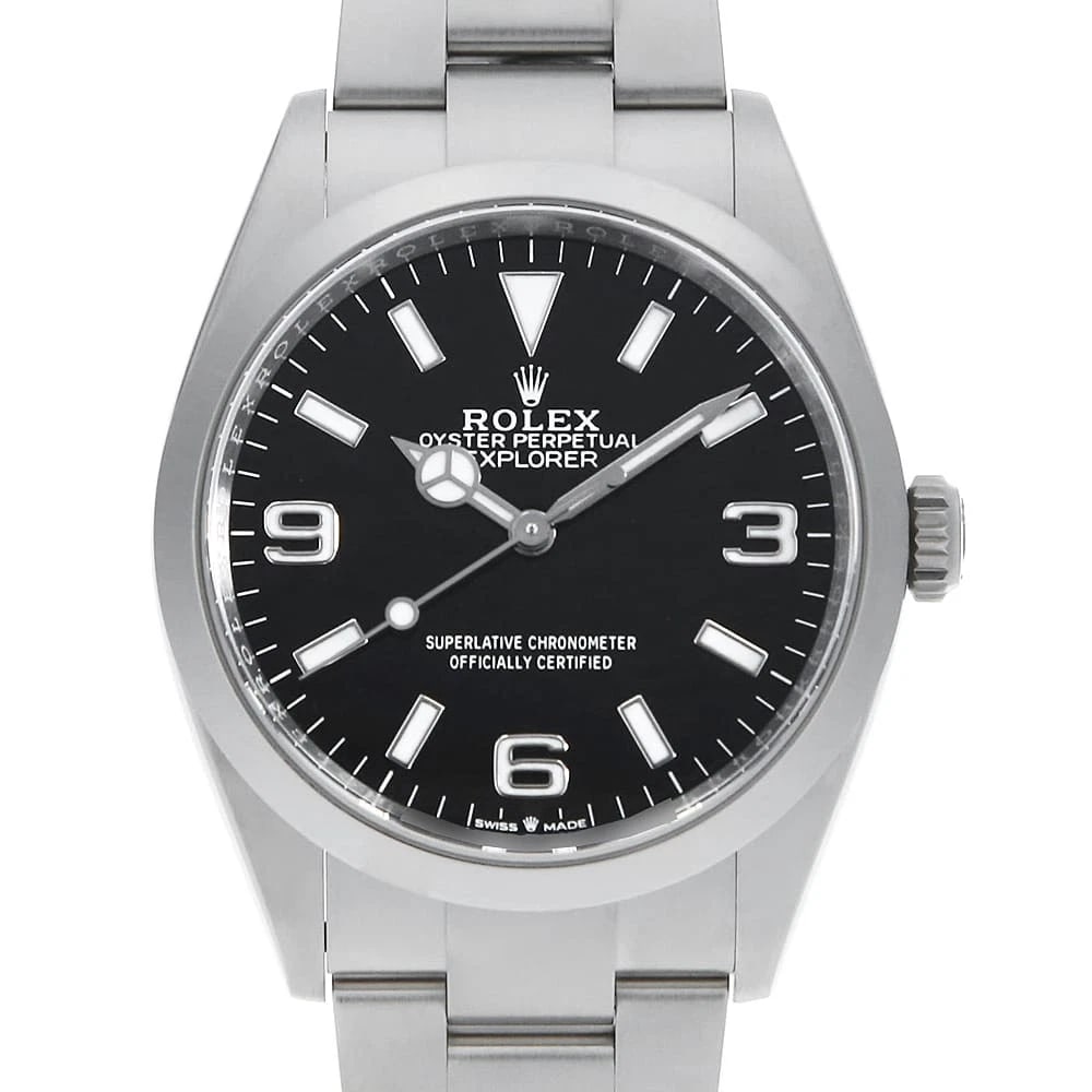 ROLEX EXPLORER BLACK WATCH: ROLEX Explorer black Watch Brand: ROLEX Type: Wrist watch Material: Band Material Stainless Steel, Case Material Stainless Steel Color: Dial Color Black Size: Case:W36mm Circumference of Wrist:19c