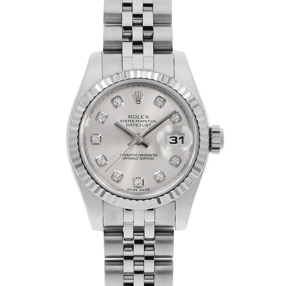 ROLEX DATEJUST DIAMOND SILVER WATCH: ROLEX Datejust Diamond Silver Watch Brand: ROLEX Type: Wrist watch Material: Band Material Stainless Steel, Case Material Stainless Steel/White gold Color: Dial Color Silver Size: Case:W26mm Circu