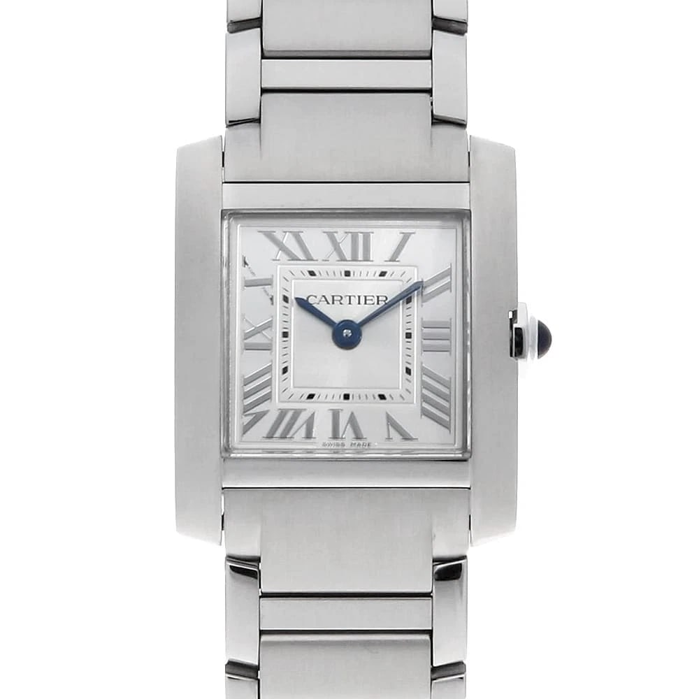 CARTIER TANK FRANCAISE SILVER WATCH: Cartier Tank francaise Silver Watch Brand: Cartier Type: Wrist watch Material: Band Material Stainless Steel, Case Material Stainless Steel Color: Dial Color Silver Size: Case:W25.7mm x H21.2mm Ci