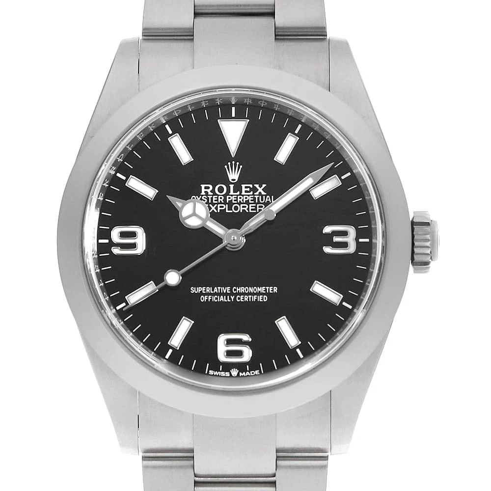 ROLEX EXPLORER BLACK WATCH: ROLEX Explorer black Watch Brand: ROLEX Type: Wrist watch Material: Band Material Stainless Steel, Case Material Stainless Steel Color: Dial Color Black Size: Case:W40mm Circumference of