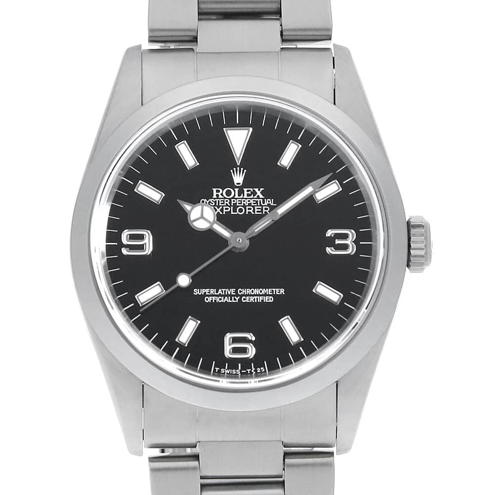 ROLEX EXPLORER BLACK TRITIUM WATCH: ROLEX Explorer black tritium Watch Brand: ROLEX Type: Wrist watch Material: Band Material Stainless Steel, Case Material Stainless Steel Color: Dial Color Black Size: Case:W36mm Circumference of W