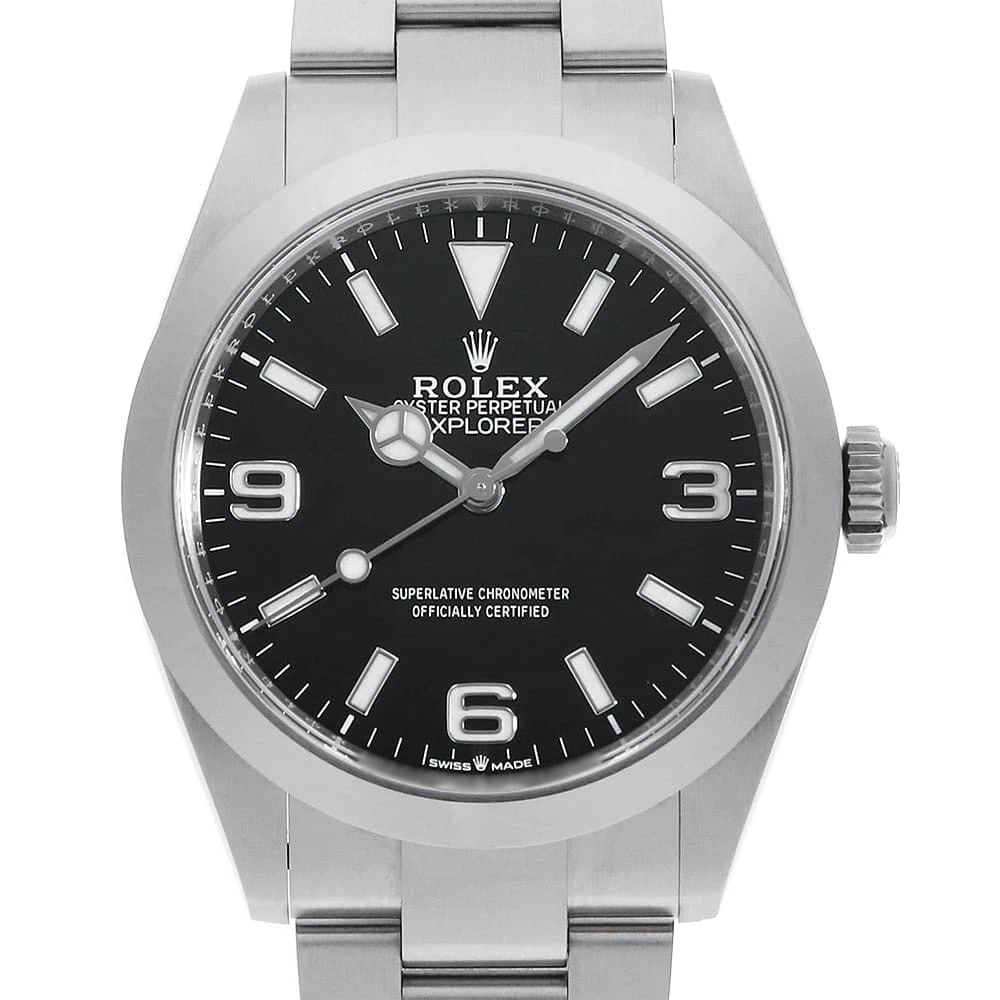 ROLEX EXPLORER BLACK WATCH: ROLEX Explorer black Watch Brand: ROLEX Type: Wrist watch Material: Band Material Stainless Steel, Case Material Stainless Steel Color: Dial Color Black Size: Case:W40mm Circumference of Wrist:19.